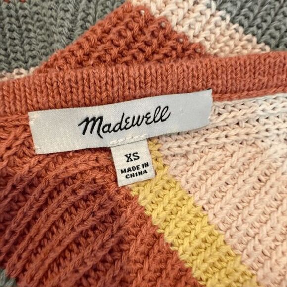 Madewell Striped Grandfield Tie-Strap Sweater Tank Rust White Green Size XS - Picture 4 of 9